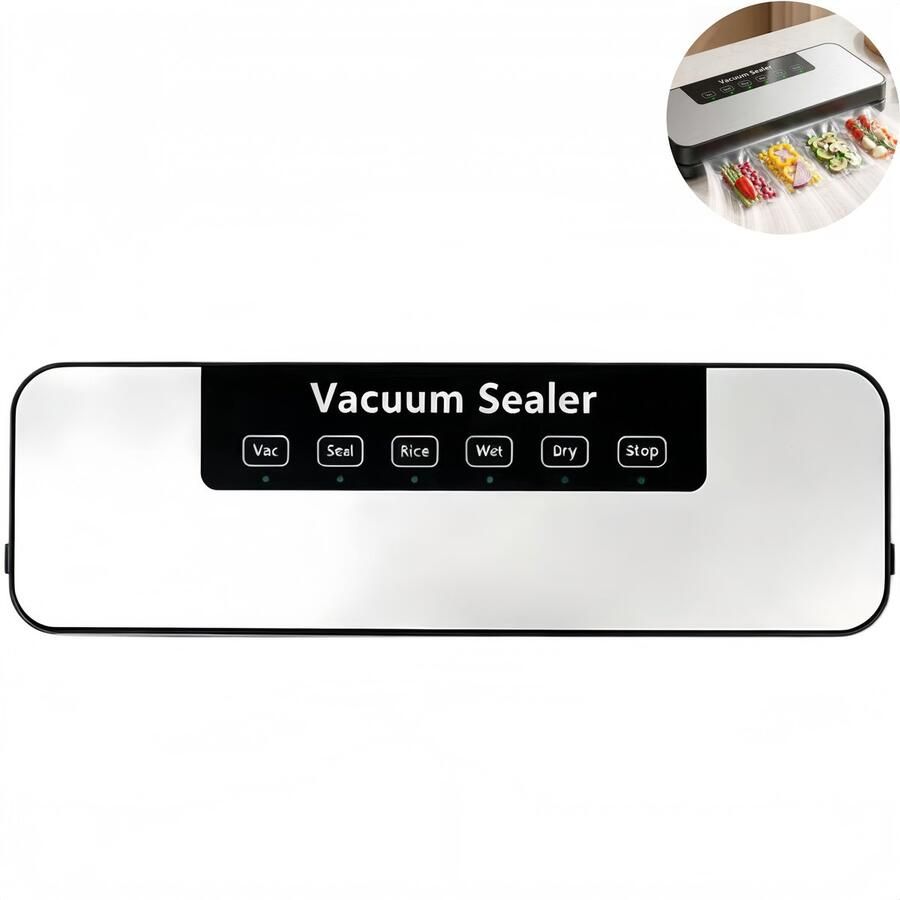 1 stuk vacuümverpakkingsmachine voedsel vacuummachine afdichtapparaat voor huishouden ABS inclusief 50 stuks afdichtzakken 20×25 cm 35 6x11x5 5cm gebruik de stekker voor keuken en koelkast voedselbewaring zwart