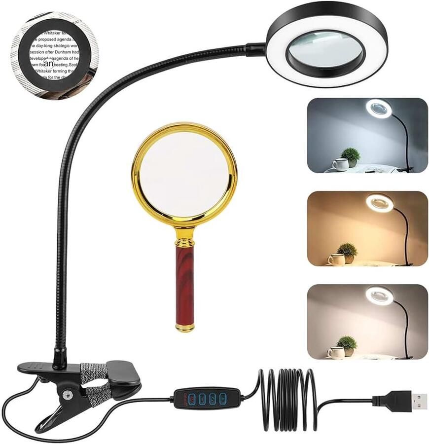 1 stuk vergrootlamp 5-voudige lamp met licht zwart vergrootglas voor printplaten reparaties lezen naaien