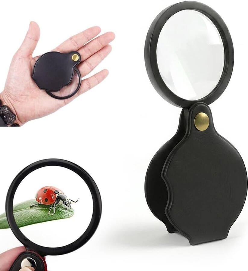 1 stuk zakloep handig vergrootglas met leren tas duidelijke vergroting voor sieraden postzegels munten lezen en hobby's compact formaat