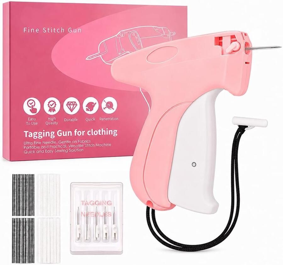 1 Stuks kledinglabelmachine textiellabelpistool snelle bevestiging voor kleding met 5 naalden + 1000 plastic naalden micro-stiklabels voor kleding