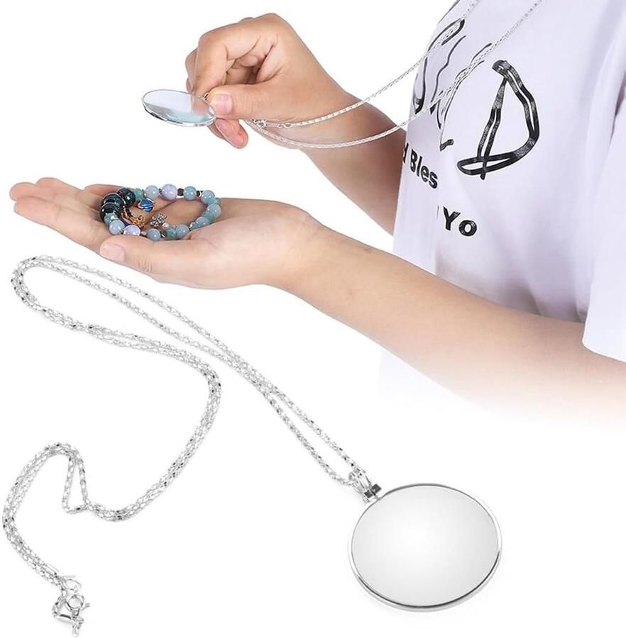 1 vergrootglas voor halsketting vergroting vergrootglas om te lezen 5 x vergrotingsglazen met ketting van legering voor boeken kranten accessoires