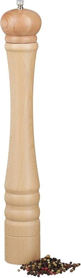 1 x pepermolen van hout handmatig kruidenmolen of zoutmolen 40 cm met keramisch maalwerk hervulbaar naturel