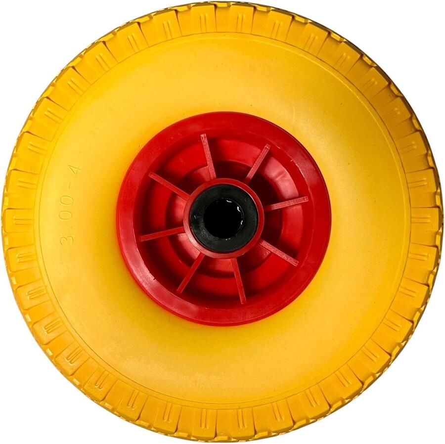 1 x steekwagenwiel lekvrij volledig rubber Ø 260 mm naaf Ø 20 × 75 mm 3.00-4 voor steekwagens bolderwagens reservewiel banden voor steekwagen massief rubberen banden bolderwagenwiel