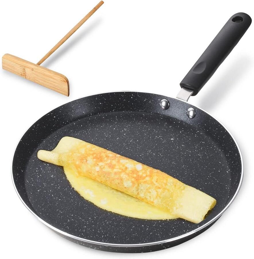 10 5 inch gietijzeren crêpe pan met granieten anti-aanbakcoating geschikt voor inductie PFOA- en PTFE-vrij
