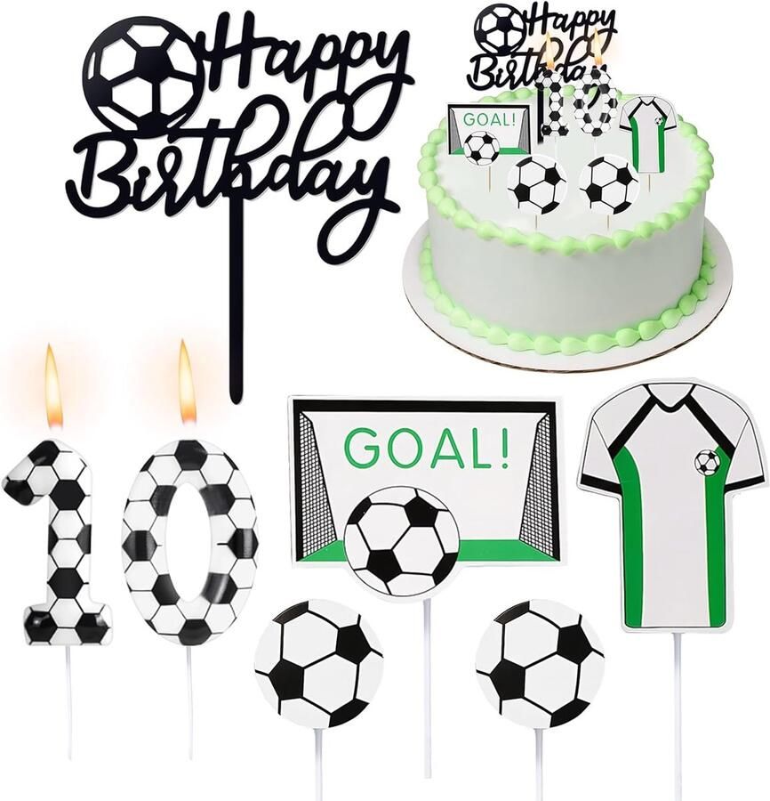 10 cijfers kaarsen verjaardag voetbaldecoratie verjaardag kinderen voetbaltaartdecoratie 10e verjaardag jongen taartdecoratie voetbal verjaardagsdecoratie taartdecoratie