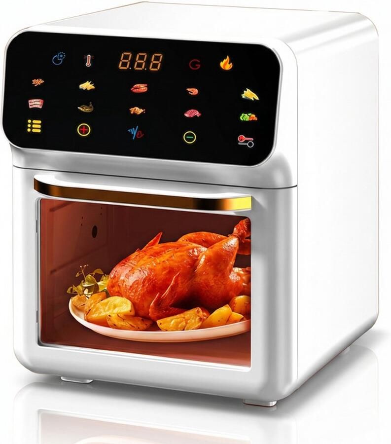 10-in-1 Airfryer Oven Multifunctionele airfryer met kijkvenster led-display en timer van 60 minuten Wit