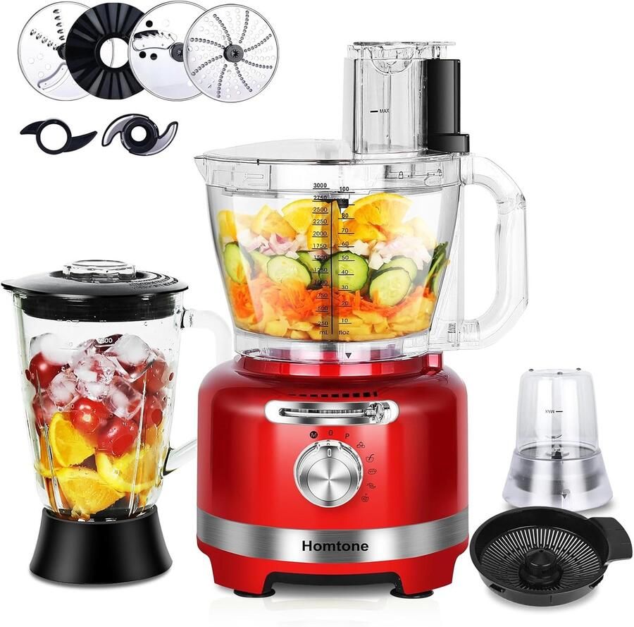 10-in-1 Electric Food Processor 1000 W Multifunctional Chopper 1.5 L Glass Mixer 3 L Bowl voor Snijden Hakken Rasp Mixen Pureren Deeg 6 Presets Voor Thuisgebruik