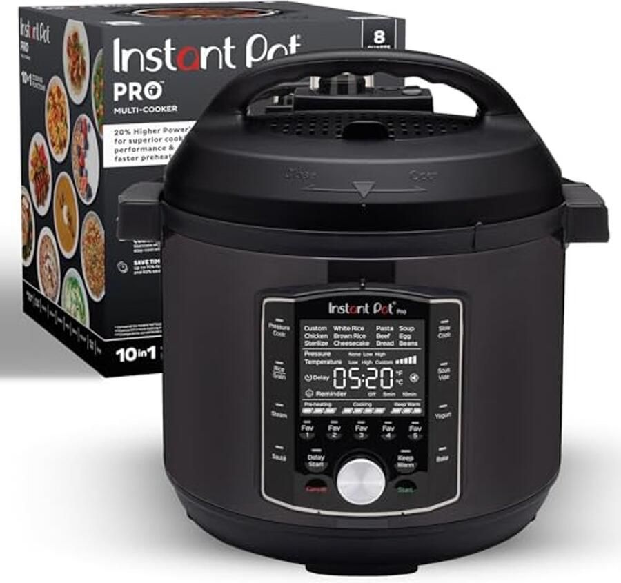 10-in-1 Multikoker 8 QT Snelkoker Slowcooker Rijstkoker Stoomkoker Sauté Sous Vide Yoghurtemaker Sterilisator en Warmhouder met 800+ Recepten