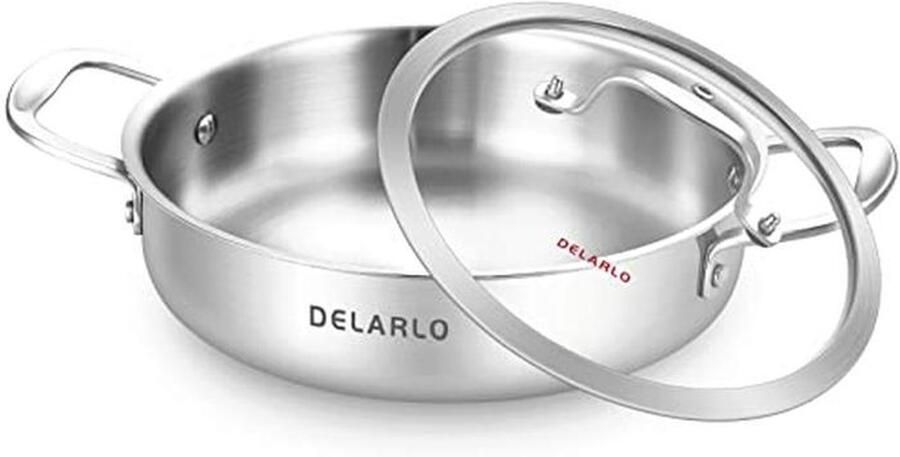 10 Inch Rvs Koekenpan 3QT Saute Pan Met Deksel Inductie Compatibel Vaatwasser- en Ovenveilig