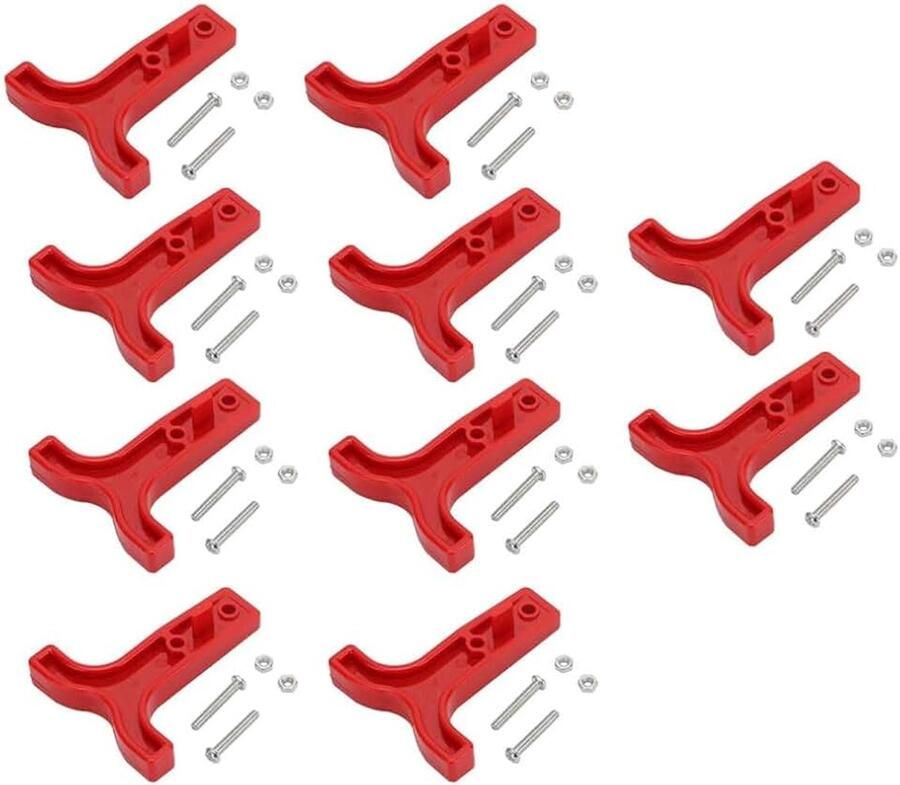 10 Pack 50AMP 600V T-handgrepen voor Anderson Stijl Connector Gereedschap 12-24V Rood