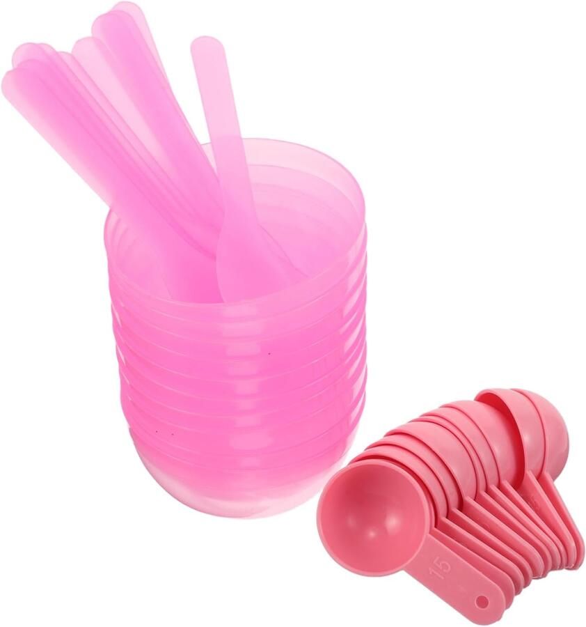 10 Sets Compact Plastic Facial Mask Mixing Tools met Spatel voor Thuis Salon Gebruik