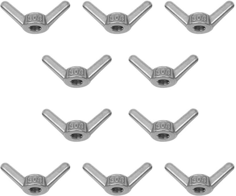 10 Stks M8 304 Rvs Hoekmoeren Hand Schroef Vlinder Moer Draad Touw Ketting Accessoires