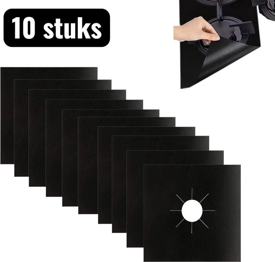 10 stuks 0 2 mm Hittebestendige kookplaten Anti-vet bescherming voor gasfornuizen Gasfornuis Branderhoezen Beschermende pads voor keukenreiniging -Zwart