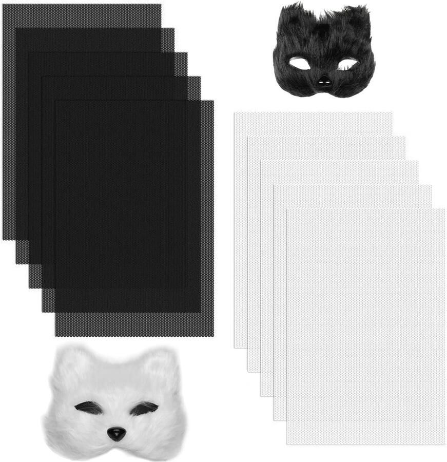 10 stuks 20 x 30 cm Fursuit oognet voor Therian cosplay masker bedrukbaar pvc-kunststof oognetfolie canvas voor harige cosplay