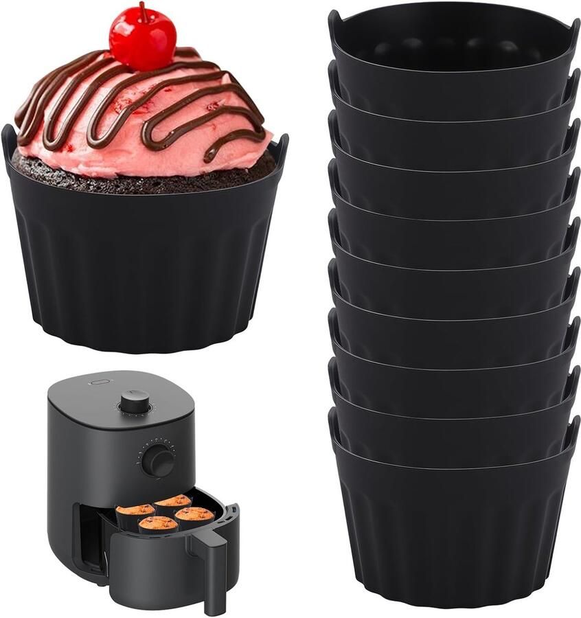 10 Stuks Airfryer Siliconen Vorm Eiervorm 8x5 Cm Siliconen Muffinvorm Airfryer Siliconenvorm Heteluchtfriteuse Eivorm Eivormpjes voor Heteluchtfriteuse voor Muffins Puddingen Omeletten Cupcakes