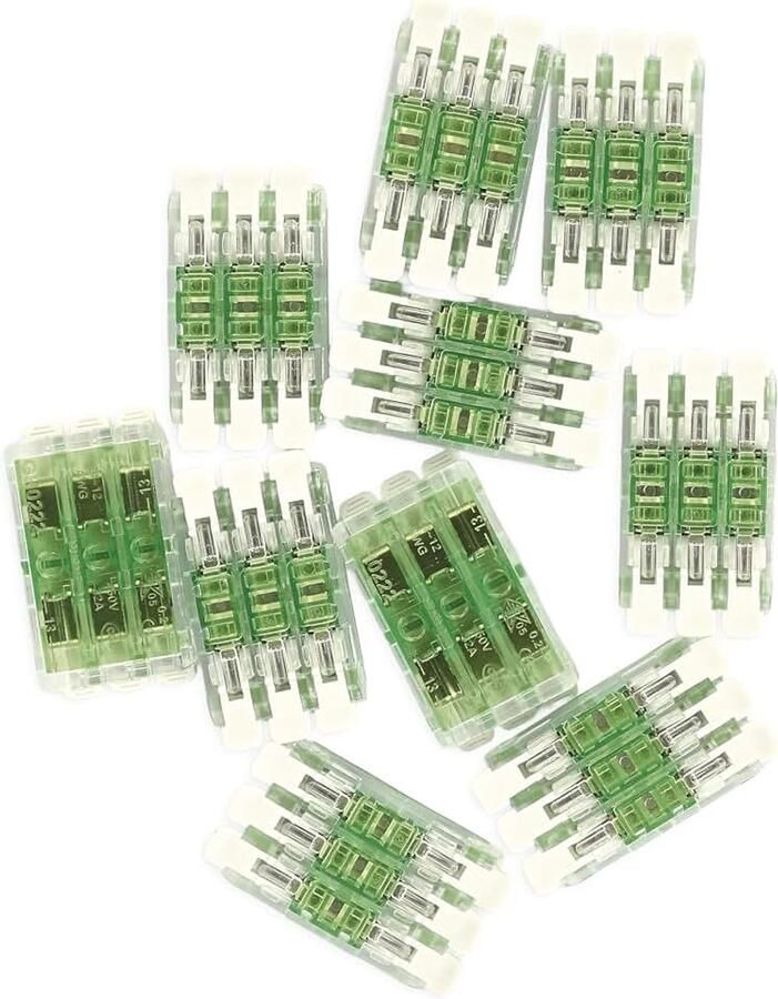 10 stuks directe verbindingsklem met hendel Trio 6x 0 2-4 mm2-3x 2-aderige doorgangsconnector met hendel schroefloze koppeling van alle geleidersoorten met CuSn-contacten transparant