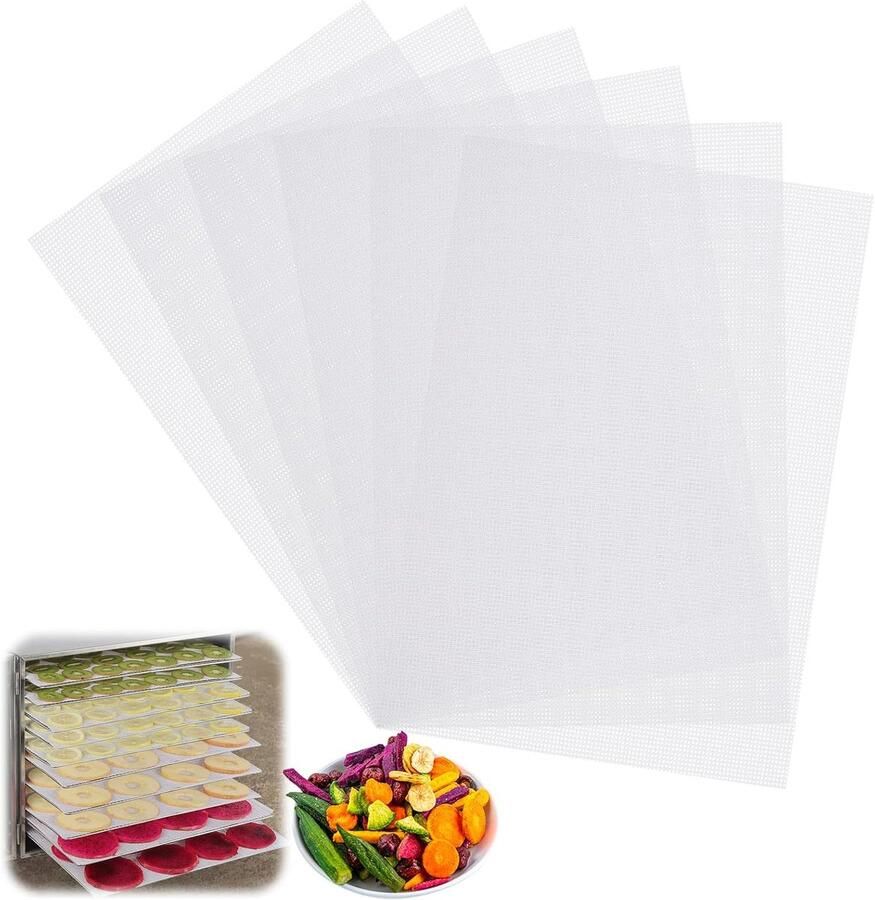 10 Stuks Droogfolie voor Droogautomaat 38.5×28.5cm BPA-free Droogbladen van Siliconen Herbruikbare Droogfolie Vierkante Netmat voor Fruitdroger voor Rechthoekig Ronde Droogautomaat