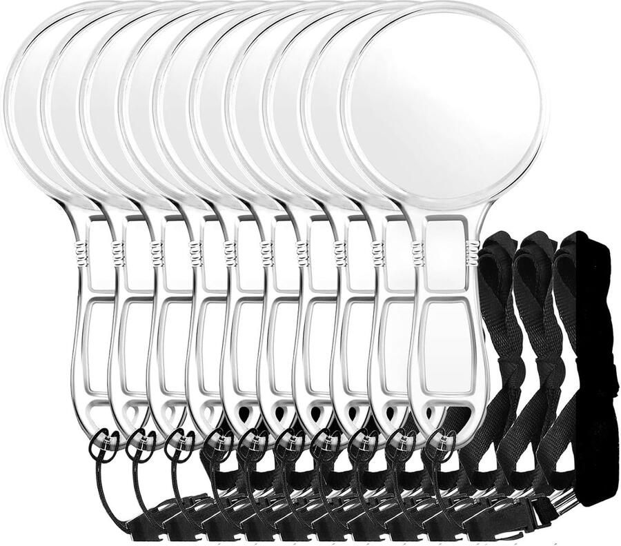 10 stuks handheld vergrootglas leesvergrootglas met lanyards 6x lenzen voor senioren slechtzicht boeken pagina's kranten kaarten postzegels munten sieraden ambachten