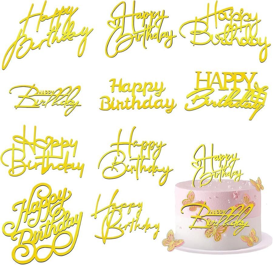 10 stuks Happy Birthday taartdecoratie acryl letters taarttoppers voor kinderen en volwassenen