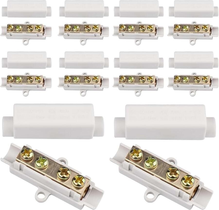 10 stuks kabelverbinders messing geleiders dubbele schroeven 1000 V 100 A klemblokkit voor ampèremeter-bekabeling 2 5 tot 16 mm² draaddraaddraadklemmen ABS-behuizing draadklemmenblok