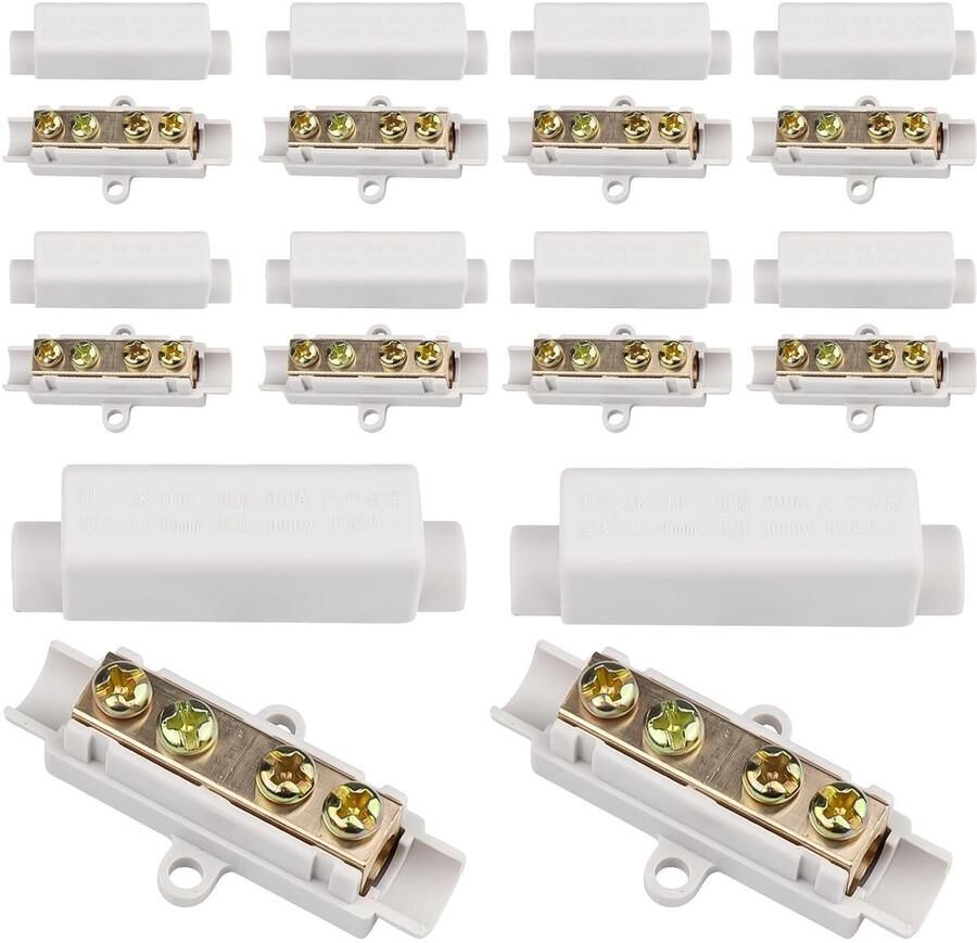 10 stuks kabelverbinders messing geleiders dubbele schroeven 1000 V 100 A klemblokkit voor ampèremeter-bekabeling 2 5 tot 16 mm² draaddraaddraadklemmen ABS-behuizing draadklemmenblok