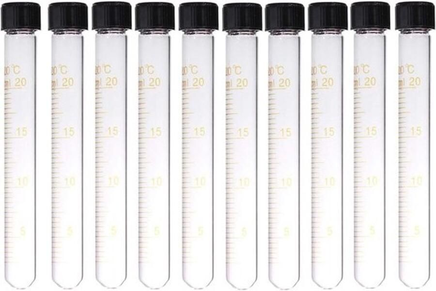 10 Stuks Laboratorium Centrifugebuizen met Schroefdop Afgestudeerd Glaswerk (20ml)