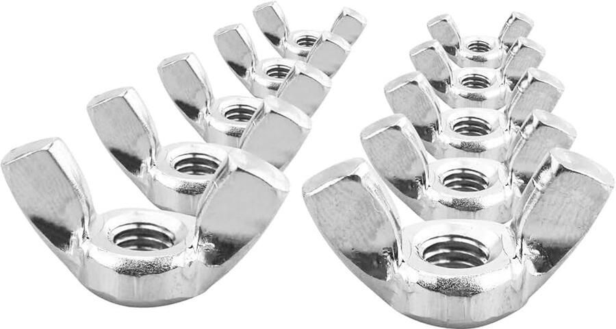 10 stuks M6 vlinderschroef DIN315 vleugelmoeren van roestvrij staal A2 V2A metalen vleugelmoeren metrische schroefdraad
