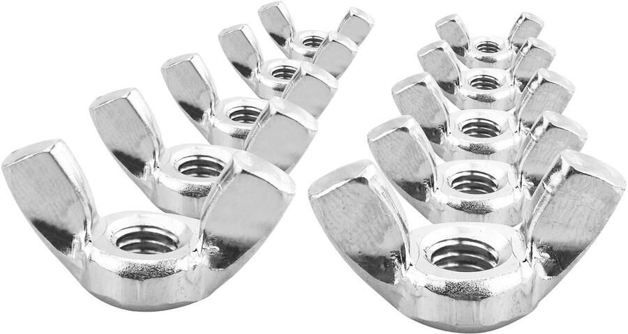 10 stuks M6 vlinderschroef DIN315 vleugelmoeren van roestvrij staal A2 V2A metalen vleugelmoeren metrische schroefdraad