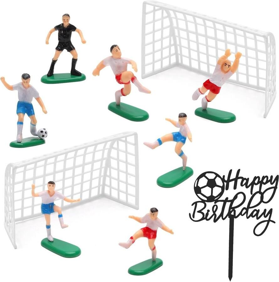 10 stuks taartdecoratie voetbal verjaardagstaart decoratie voetbaldecoratie verjaardag kinderen toppers voetbal spelerfiguur voetbalspeler taarttoppers decoratie voor jongens