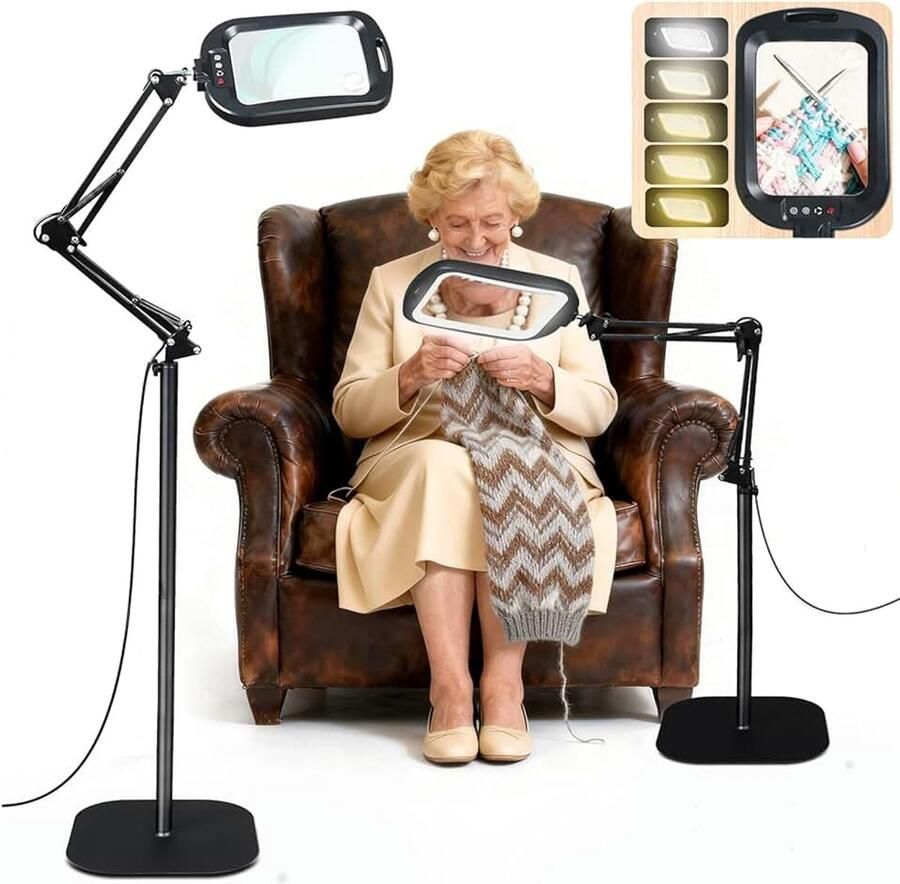 10 x 30 x staande loep met licht en standaard 3-in-1 vergrootlamp met 60 leds rechthoekige inklapbare arm vergrootlamp met klem 5 kleurmodi dimbaar handvrije leesloep met licht voor