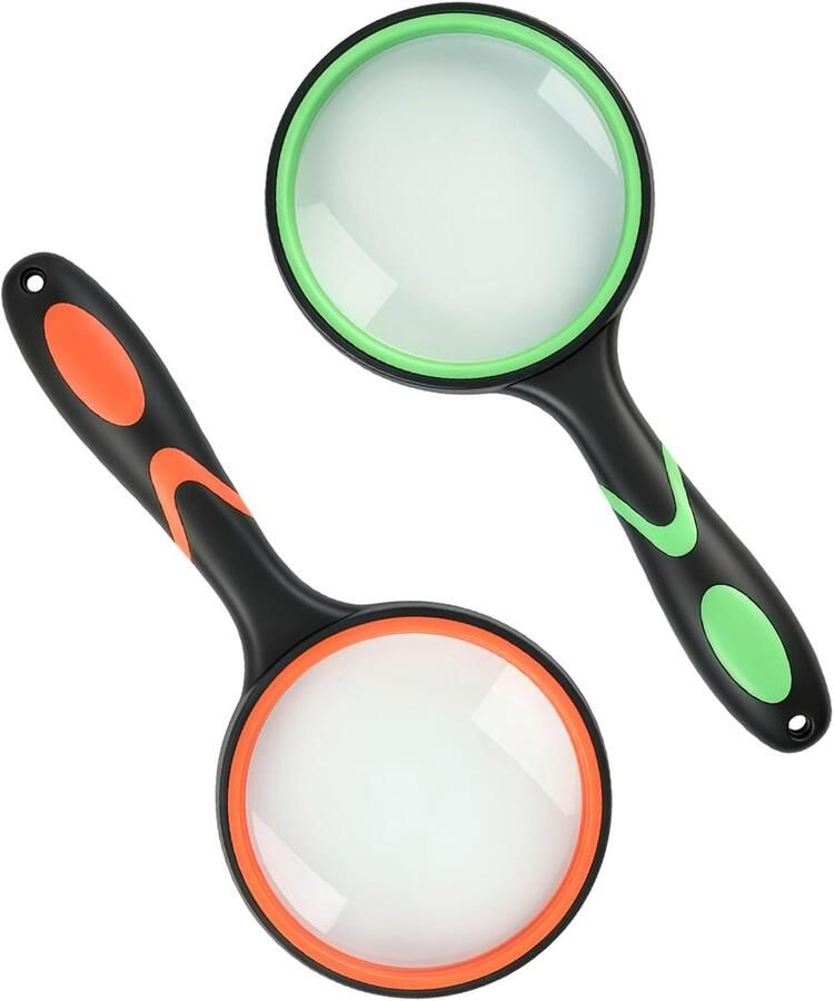 10 x 75 mm 2 stuks groot handloep echt glas senioren kinderen lezen boek observatie insecten groen oranje