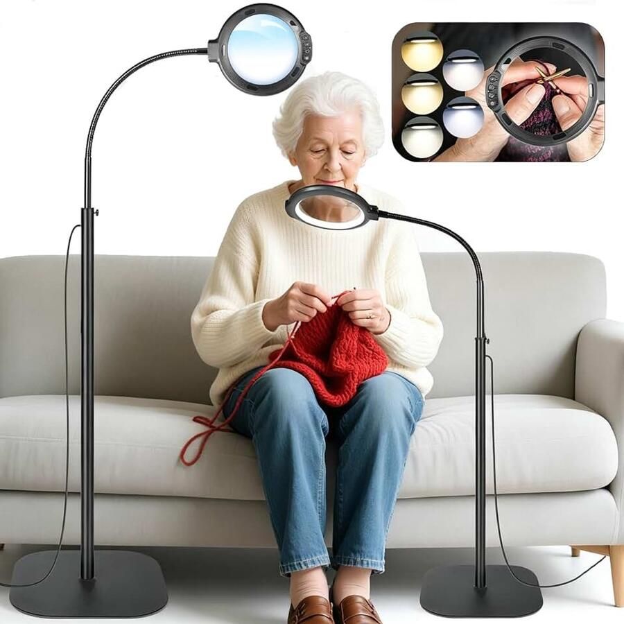 10 x staande loep met licht en standaard 3-in-1 vergrootlamp met 54 leds flexibele zwanenhals vergrootlamp met klem 5 kleurmodi dimbare helderheid leesloep met licht voor senioren