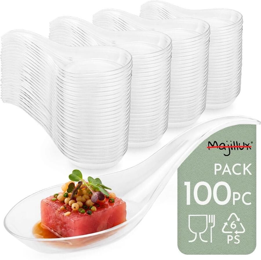 100 Catering Spoons Transparent Model Drops for Buffet Desserts Aperitif and Catering ShopVlot