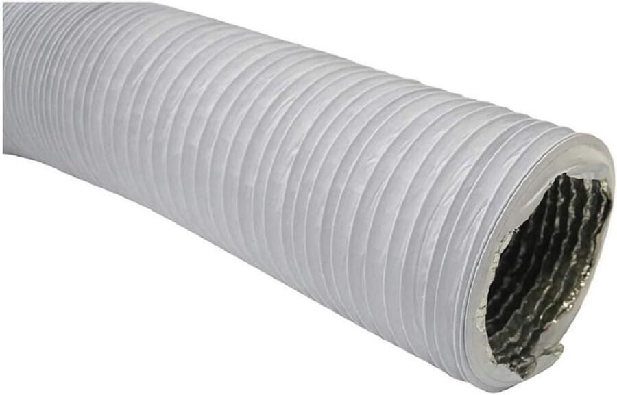 Ø 100 mm witte afvoerslang lengte 1 m met aluminium isolatie voor droger airconditioning afzuigkap Combi-flexibele buis aluminium PVC flexibele buis
