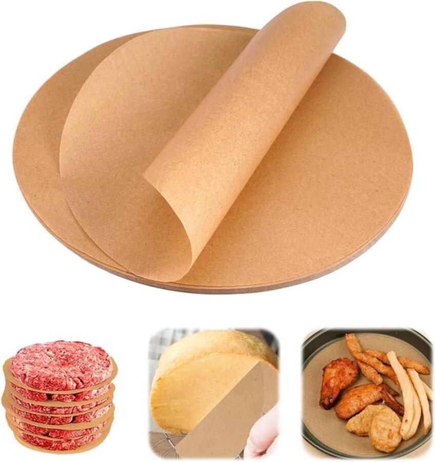100 Sheets Round 22cm Non-Stick Baking Paper for Airfryer Hot Air Fryer Burger Parchment Paper for Pans Oven Grill Steam