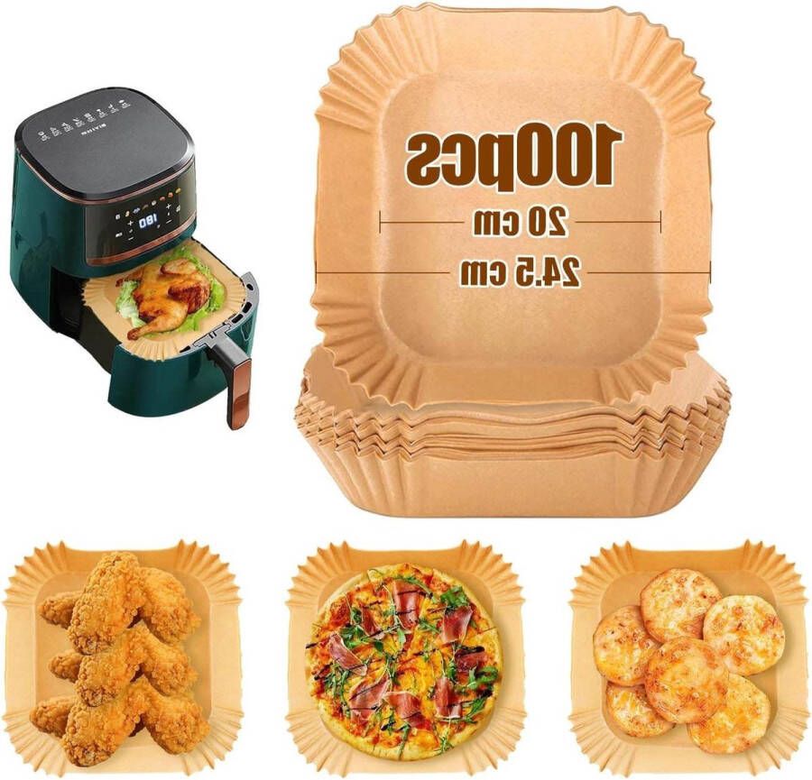 100 stuks 20 cm heteluchtfriteuse bakpapier inzetstukken voor airfryer papier voor oven en grill Airfryer Bakpapier