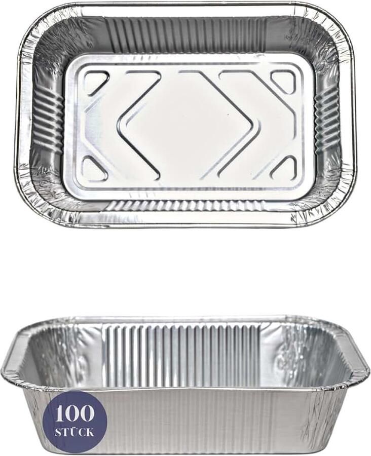 100 stuks aluminium schalen met deksel 865 ml 21 2 x 14 7 x 4 cm aluminium grillschalen & lekschalen voor grillen koken en bakken wegwerp-vetopvangbakken oven- en vriezerbestendig