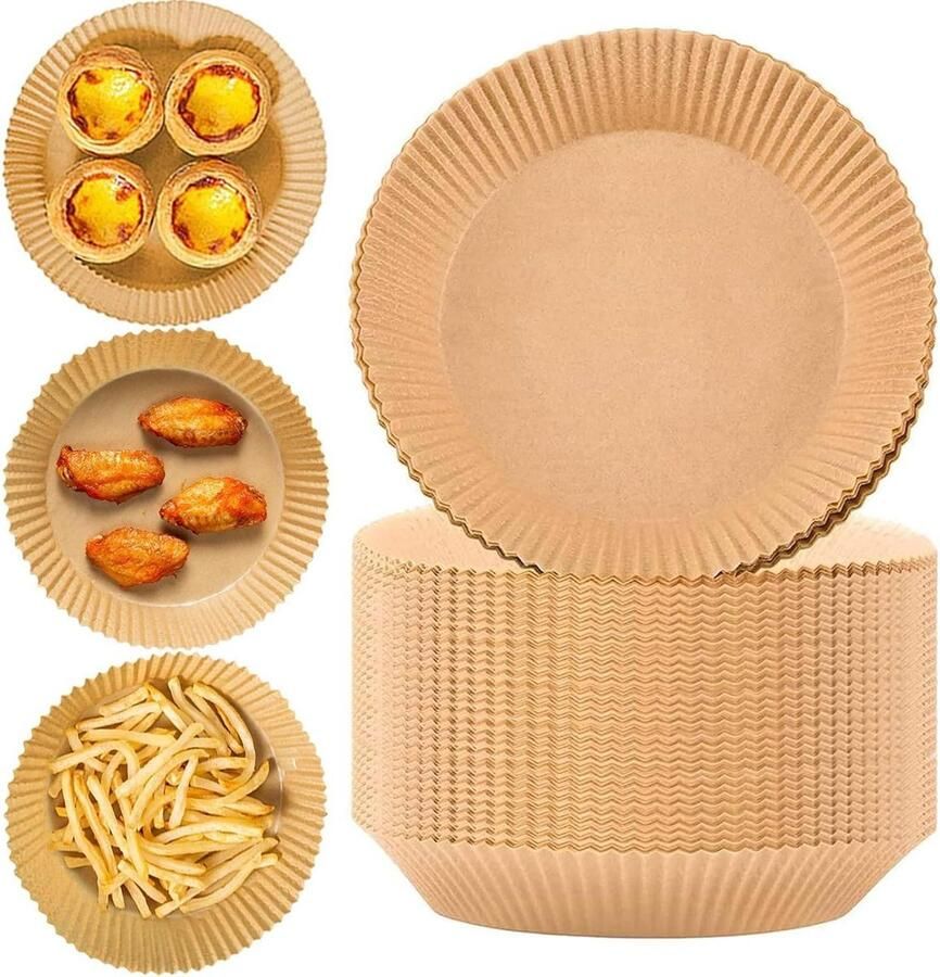 100 stuks bakpapier voor heteluchtfriteuse airfryer bakpapier rond heteluchtfriteuse