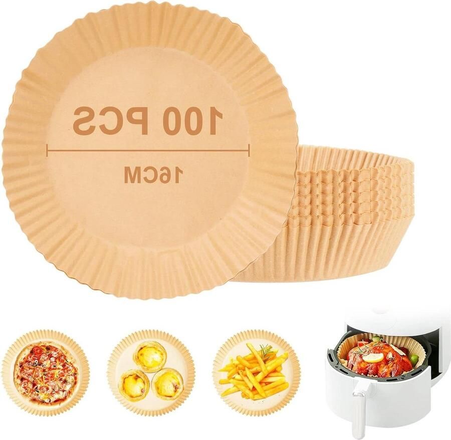 100 stuks bakpapier voor heteluchtfriteuse anti-aanbaklaag wegwerp rond liner airfryer accessoires oven grill airfryer accessoires
