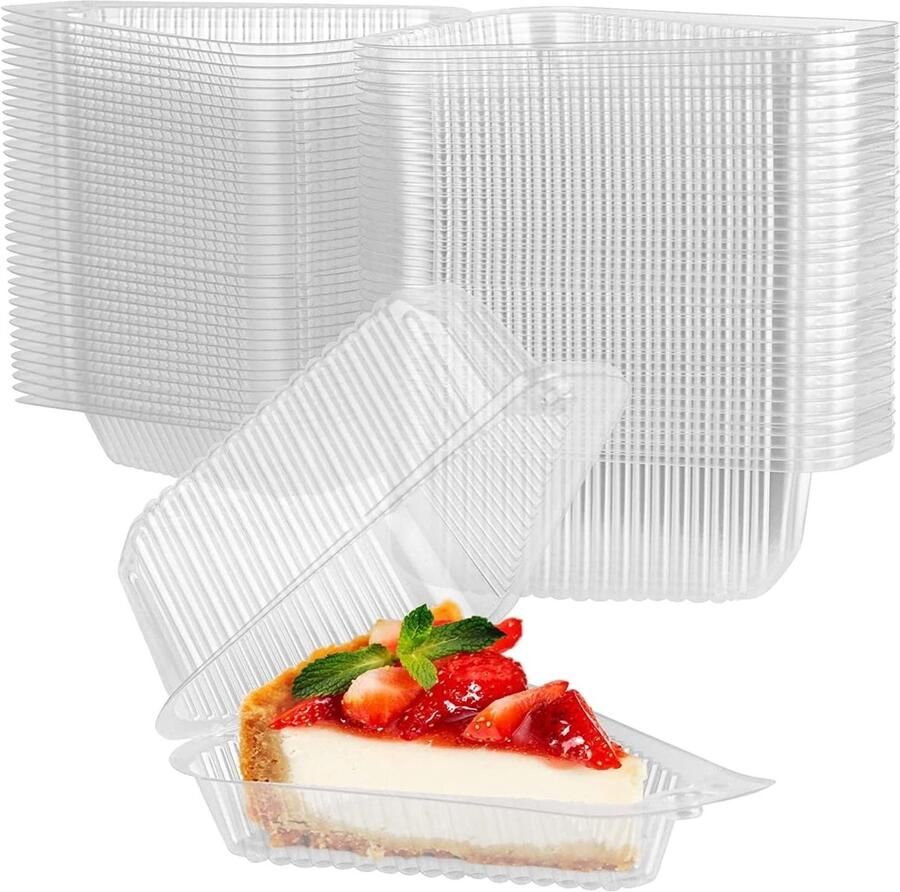 100 Stuks Cake Dozen 13 cm x 7 cm Aanpasbare Dozen voor Cheesecake Transparante Plastic Cupcake Dozen met Deksel voor Salades en Sandwiches