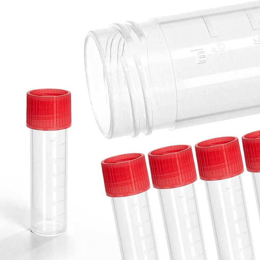 100 Stuks Centrifugebuizen met Schroefdop 8ml PP Rood