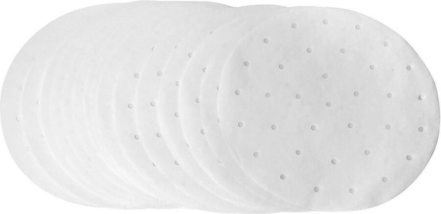 100 stuks Dim Sum papier Ø 23 cm als basis voor bamboe steamer hetelucht friteuse stoomkoker Airfryer Liner antiaanbaklaag rond bakpapier Geperforeerd bamboepapier