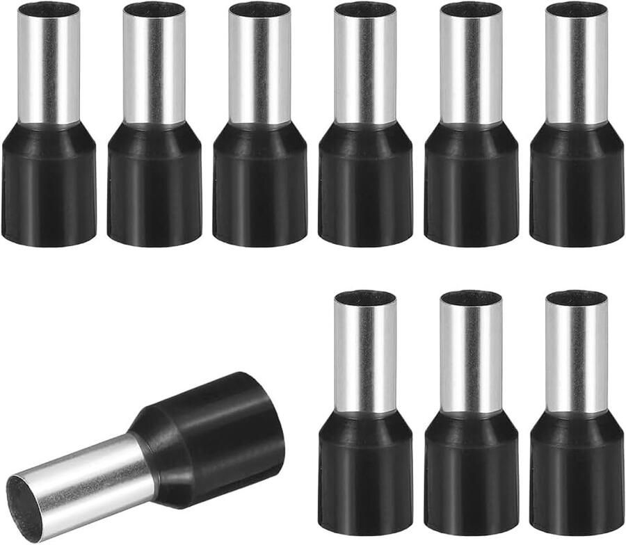 100 stuks draadklemmen VE16-12 5AWG krimpklemmen van koper met isolatie voor elektrische kabels voor elektrische projecten industrie chemie industrie zwart