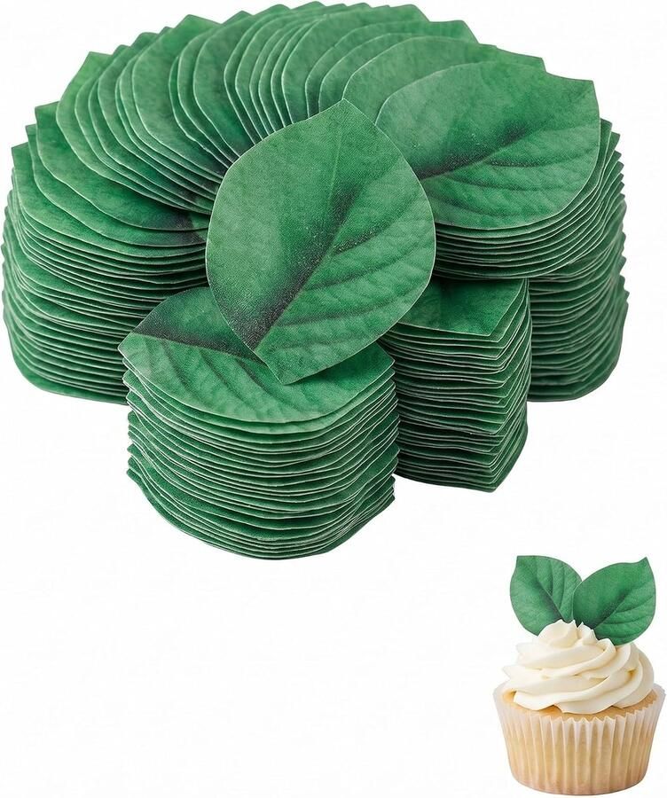 100 stuks groene bladeren voor taartdesign cupcake snoep tropische feesten en natuur