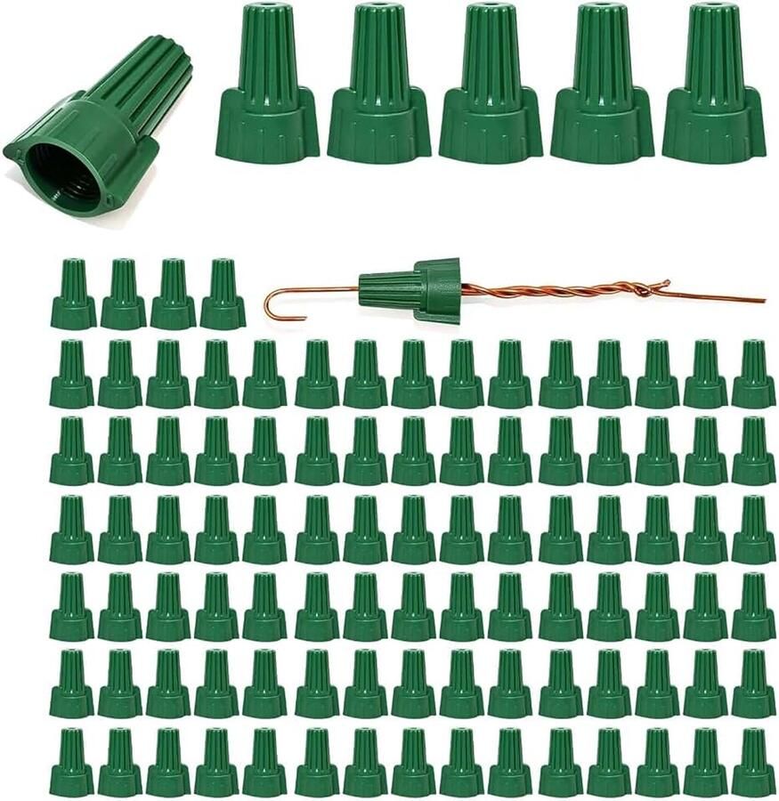 100 stuks kabelverbinders met veer premium vleugel-draaiklemmen groene aardingsmoeren kabelklemmenset elektrische kabelverbinders en verbindingsklemmen voor snelle bekabeling