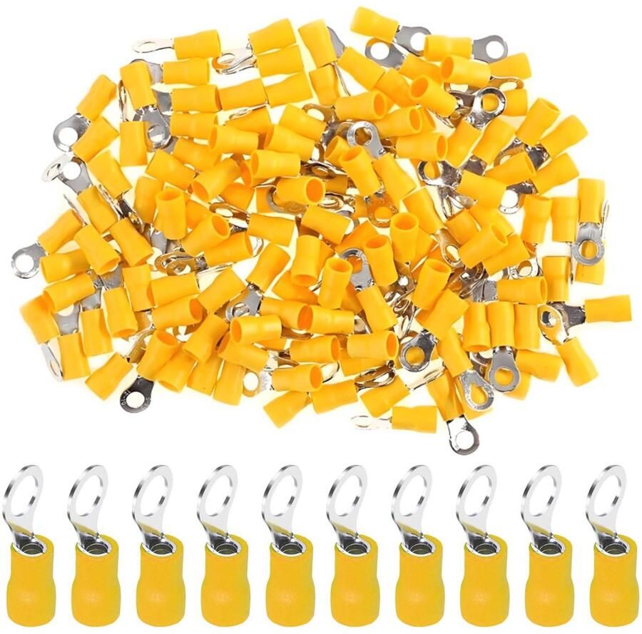 100 stuks geïsoleerde kabelschoenen met koperen ring M8