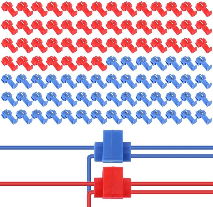 100 stuks stroomdief auto rood blauw snelverbinding voor 0 5-2 5 mm² kabels Aftakconnector auto vertind koper goede geleiding veiligheidsinstructies voor draden leidingen voor verlichting