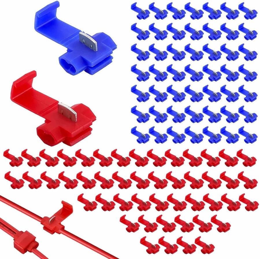 100 stuks stroomdief auto (rood en blauw) aftakverbinder kabeldief snelverbinder klemverbinder snelkoppeling snelverbinder snelkoppeling