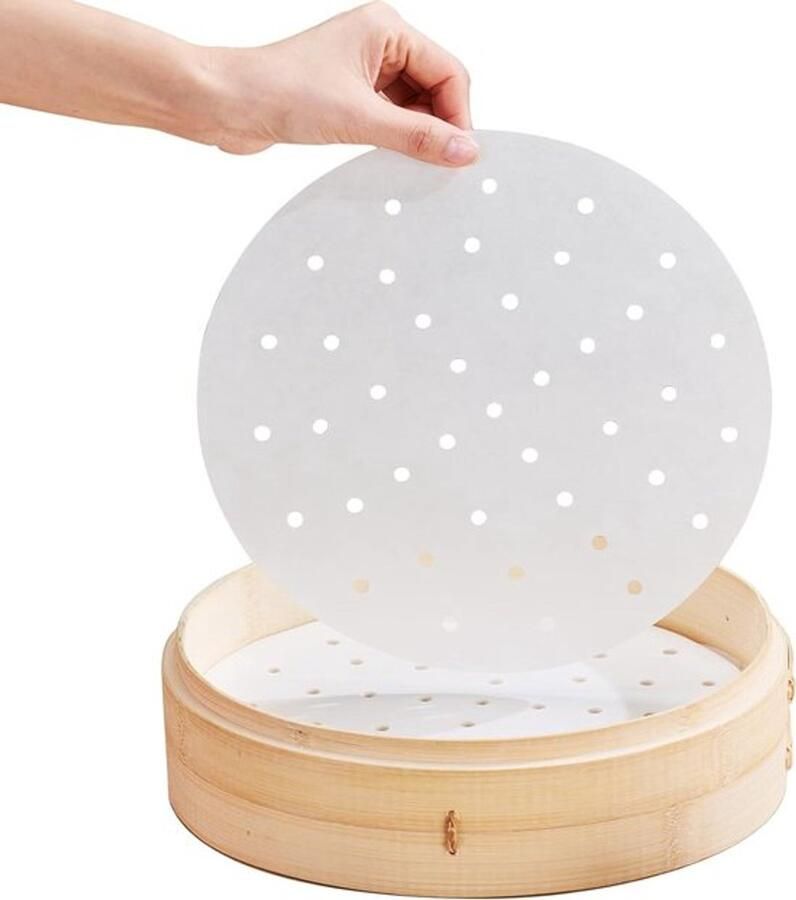 100 Vellen Bakpapier voor Airfryer 20.5 cm Dubbele Laag Waterdicht Warmtebestendig en Geschikt voor Oven en Magnetron