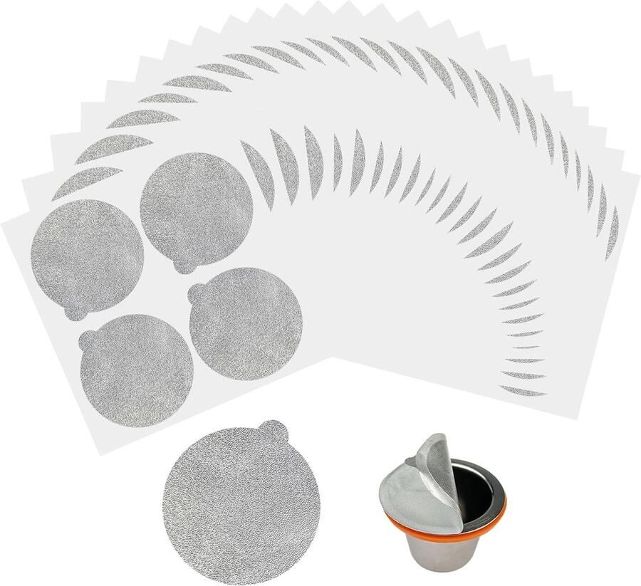 100 Zelfklevende Aluminium Folie Deksels 37 mm voor Herbruikbare Nespresso Capsules Perfecte Pasvorm Gemakkelijk in Gebruik en Geen Restanten